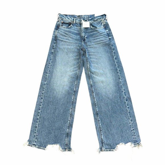 American Eagle NWT Dreamy Drape Super High Rise Baggy Wide Leg Jeans 6 SHORT - Picture 4 of 8